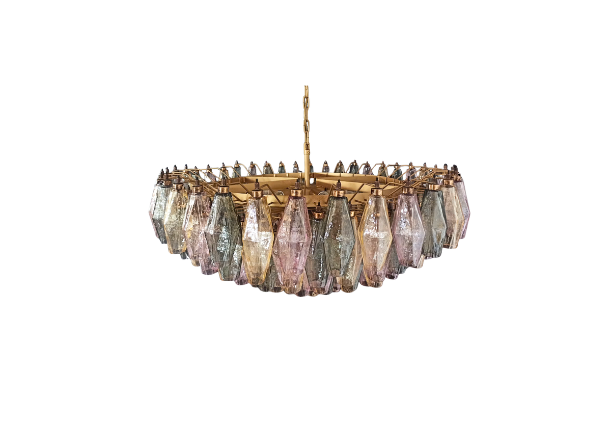Murano Glass Chandelier - 185 Multicolor Poliedri, vintage hand blown Murano glass, Assembly Vintage Dubai