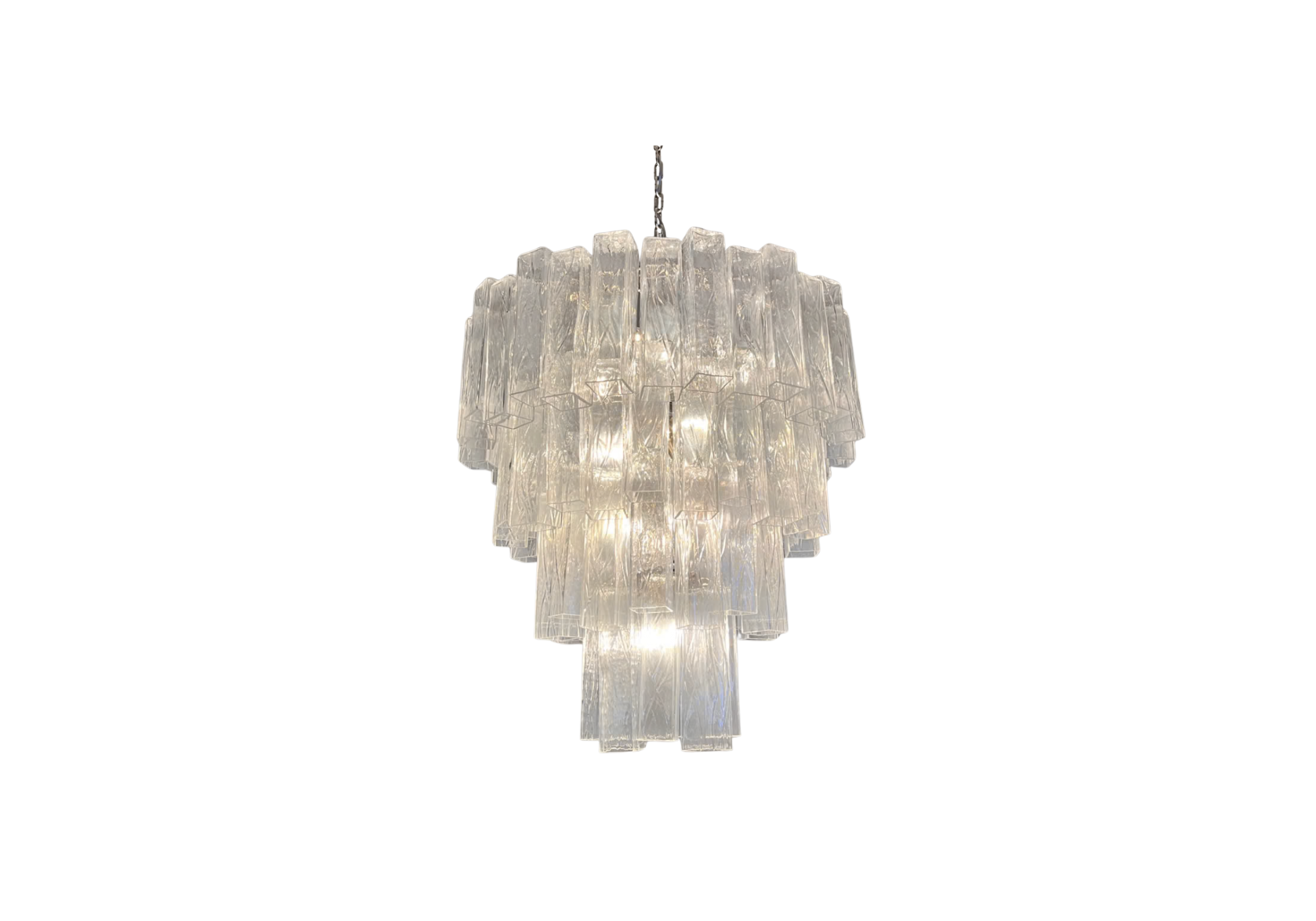 Murano Glass Tiered Chandelier – 80 glasses – transparent square glass tube